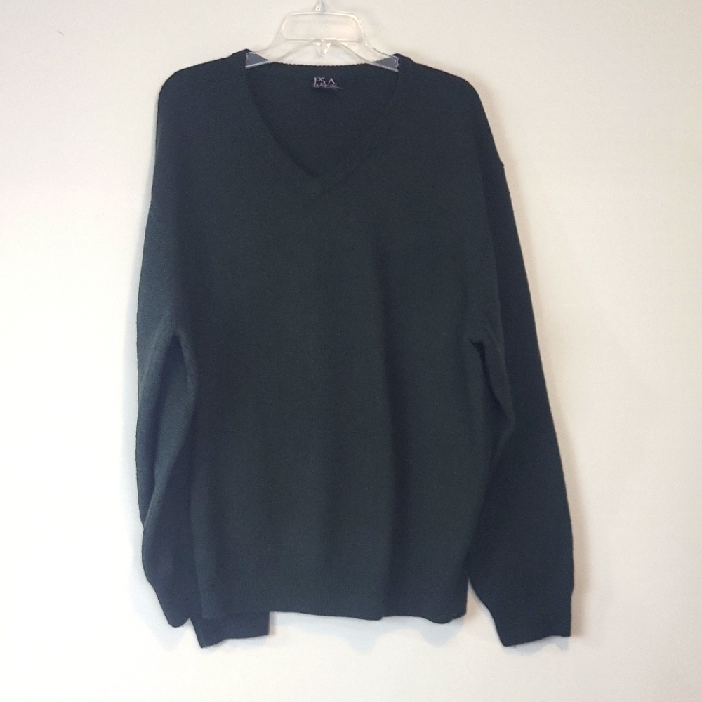 JOS. A. BANK Classic Collection Forrest Green Lambswool Blend V-neck Sweater- XL